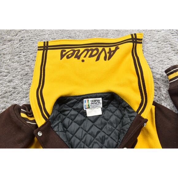 Trophy Jackets Brown/Yellow Cotton Varsity Jacket S Vintage Avaires Vintage 60's - Picture 7 of 10